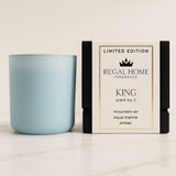 Pale blue King candle with Noble Crown box.