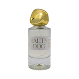Perfume bottle labeled 'Salty Dog' with a gold cap on a white background