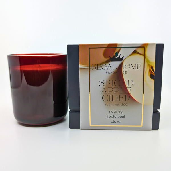 Spiced Apple Cider candle in wine colored jar with box
